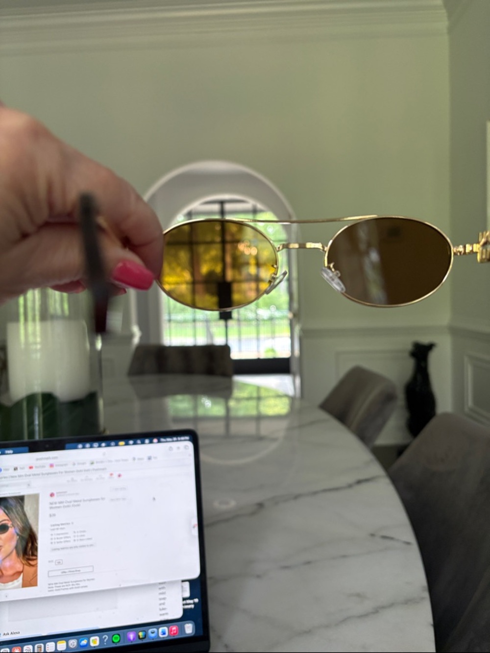 NEW MM Oval Metal Sunglasses for Women Gold /Gold - Picture 3 of 10